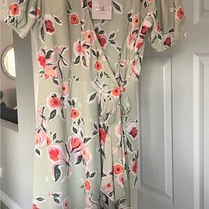 Floral Wrap Dress with Puff Sleeves